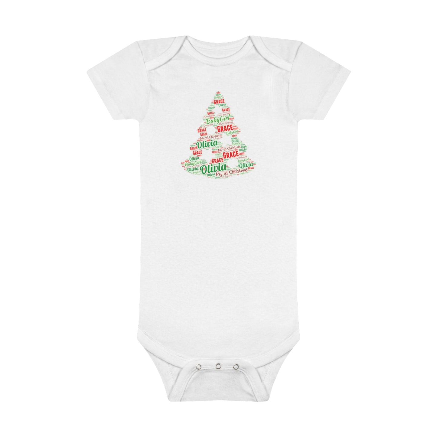 Personalized Christmas Tree Baby Short Sleeve Onesie®